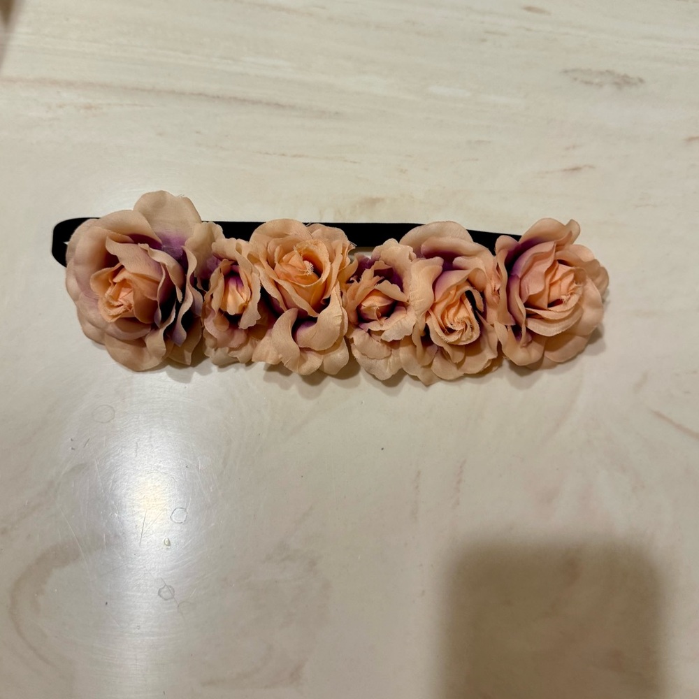 Urban Outfitters Peach Floral Rose Headband